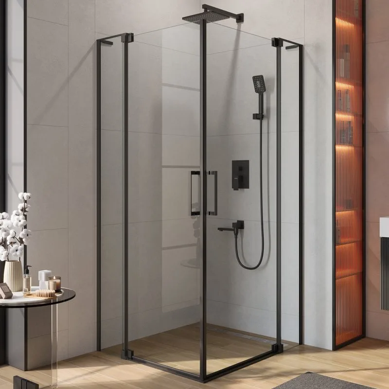 Душевой уголок Cezares Slider AH 2 70/80 100/110 C NERO профиль черный, стекло прозрачное Sancos — официальный сайт
