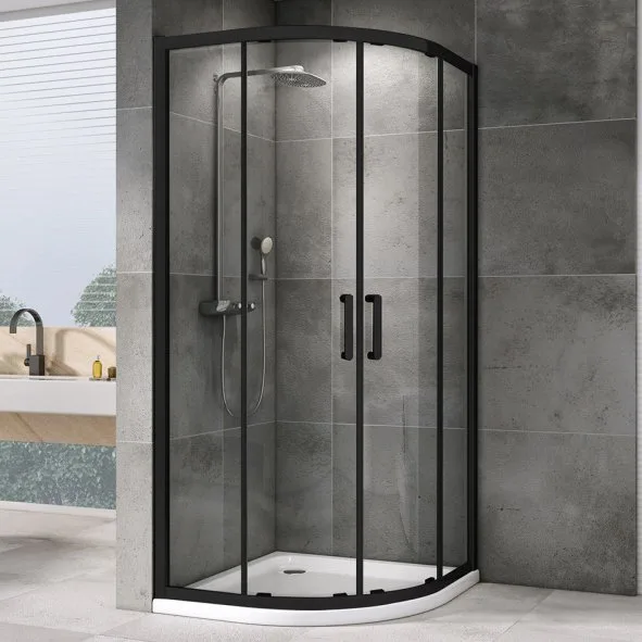Душевой уголок Abber Schwarzer Diamant AG01080B 80x80, профиль черный, стекло прозрачное Sancos — официальный сайт