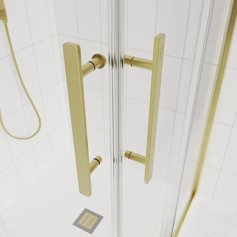 Душевой уголок Veconi Evo 300 G 110х90 см, профиль брашированное золото, стекло прозрачное Sancos — официальный сайт