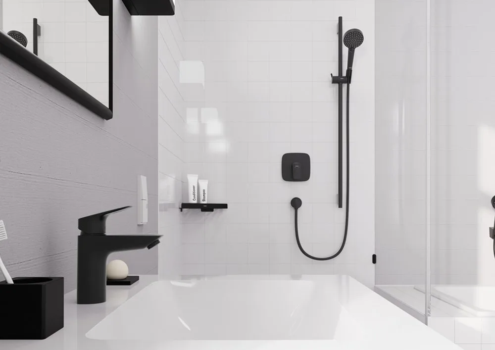 Смеситель для раковины Hansgrohe Logis 100 71101670 матовый черный Sancos — официальный сайт