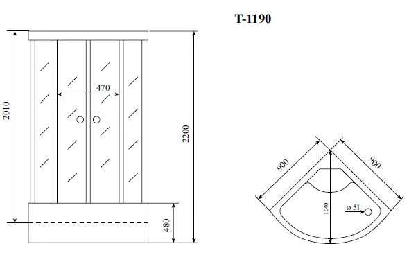 Душевая кабина Timo Standart T-1190, с высоким поддоном, с сиденьем Sancos — официальный сайт