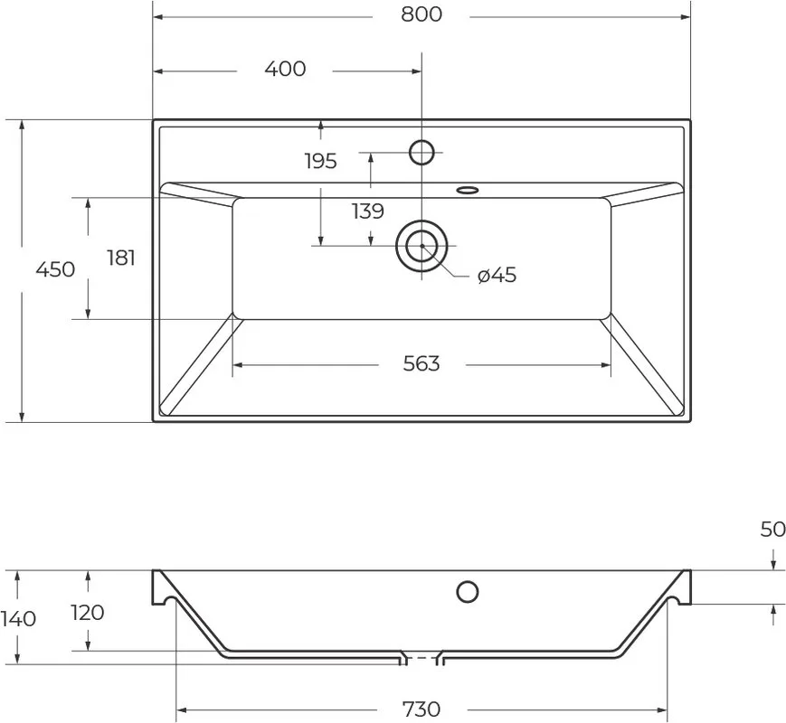 Мебельная раковина BelBagno BB800/450-LV-MR-AST 80 Sancos — официальный сайт