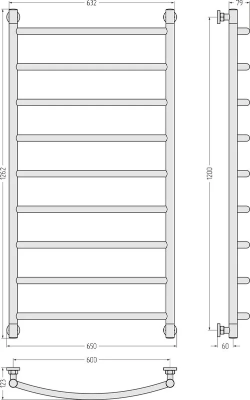 Полотенцесушитель водяной Сунержа Галант + 120x60, черный матовый Sancos — официальный сайт