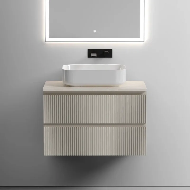 Тумба с раковиной Sancos Snob T 80 см, beige soft, столешница бежевая, раковина CN6011 Sancos — официальный сайт