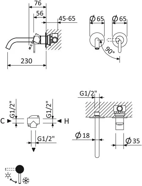 Смеситель для раковины Cezares Leaf BLI2-L-01-W0 С ВНУТРЕННЕЙ ЧАСТЬЮ, хром Sancos — официальный сайт