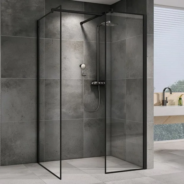 Душевой уголок Abber Immer Offen AG67128B 120x80, профиль черный, стекло прозрачное Sancos — официальный сайт