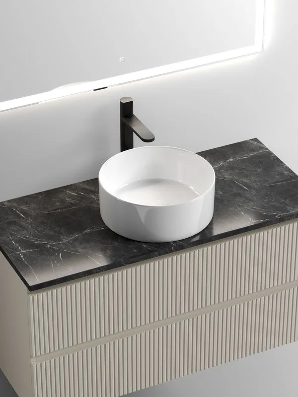Тумба с раковиной Sancos Snob T 100 см, beige soft, столешница черный мрамор, раковина CN6032 Sancos — официальный сайт