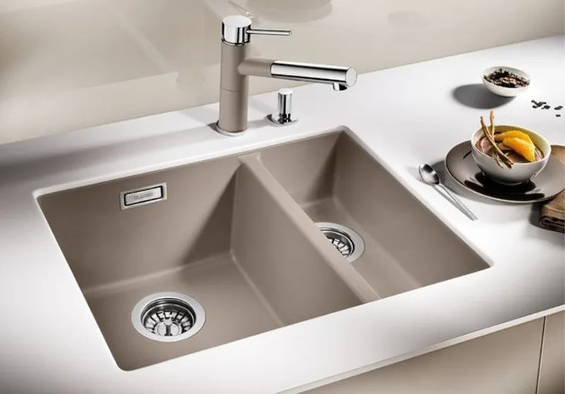 Мойка кухонная Blanco Subline 340/160-U серый беж, левая Sancos — официальный сайт