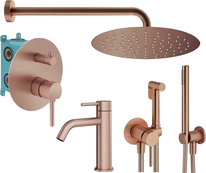 Комплект для ванной Plumberia Selection Ixo KITZXO18RS53 С ВНУТРЕННЕЙ ЧАСТЬЮ, медь брашированная Sancos — официальный сайт