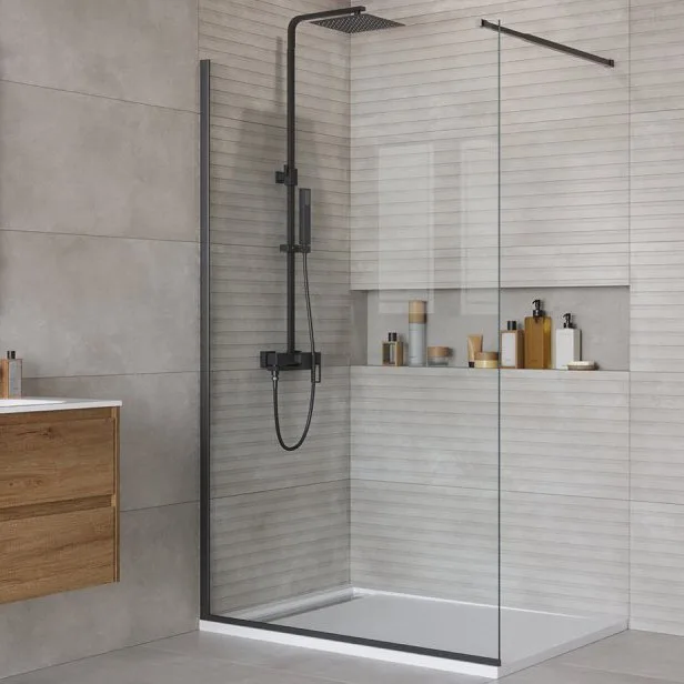 Душевая перегородка BelBagno Kraft 120 см, профиль матовый черный, стекло прозрачное Sancos — официальный сайт