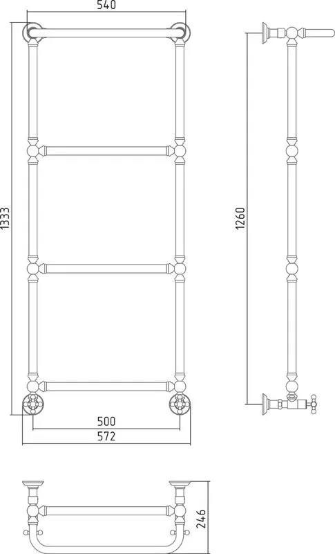 Полотенцесушитель водяной Сунержа Ренессанс 126x50, 5 секций, с полкой, хром Sancos — официальный сайт