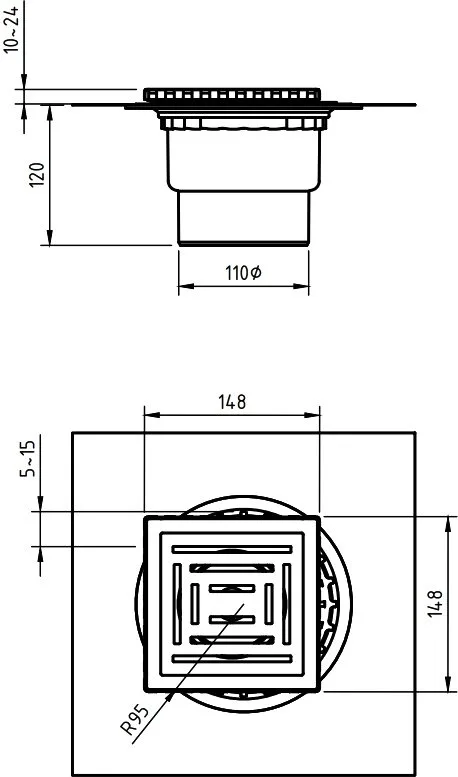 Душевой трап Berges Zentrum Uno 090472 15x15 см, матовый хром Sancos — официальный сайт