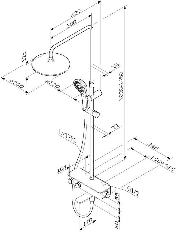 Душевая стойка AM.PM Inspire V2.0 F0750A522, с термостатом, черная Sancos — официальный сайт