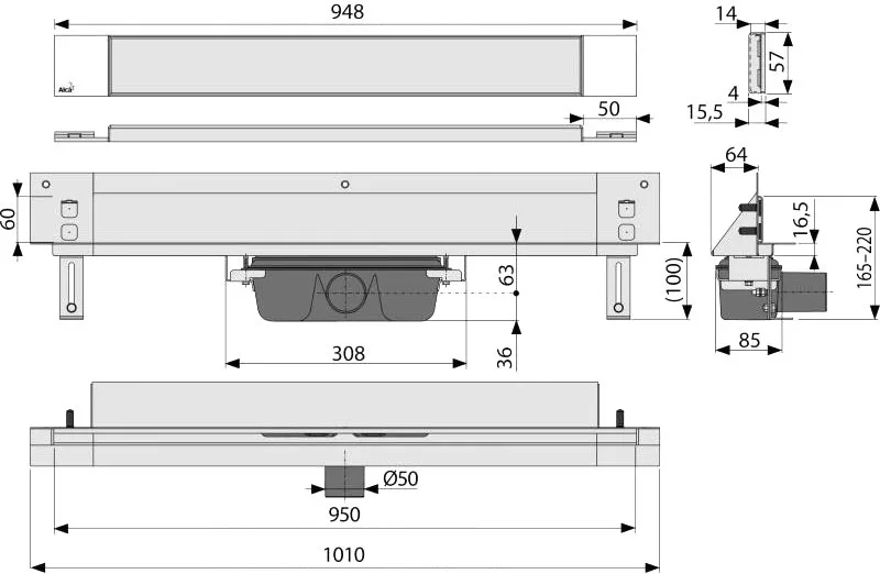 Душевой трап (лоток) AlcaPlast Spa APZ5-TWIN-950 Sancos — официальный сайт