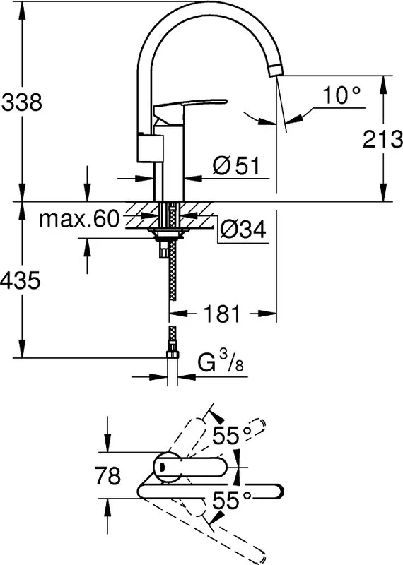 Смеситель для кухни Grohe Wave Cosmopolitan 32449001 Sancos — официальный сайт
