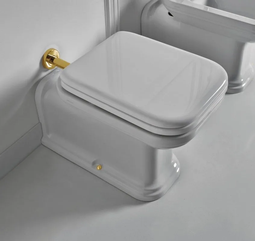 Унитаз приставной напольный Kerasan Waldorf 4116 418740 с микролифтом, глянцевый белый Sancos — официальный сайт