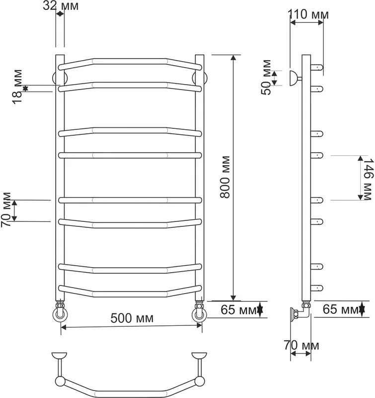 Полотенцесушитель водяной Secado Агата 4 50x80, бронза Sancos — официальный сайт