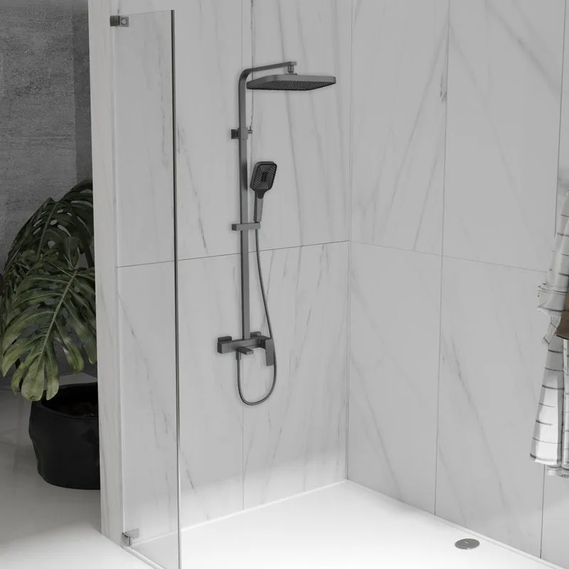 Душевая стойка Vincea Cube VSFS-4C12GM, вороненая сталь Sancos — официальный сайт