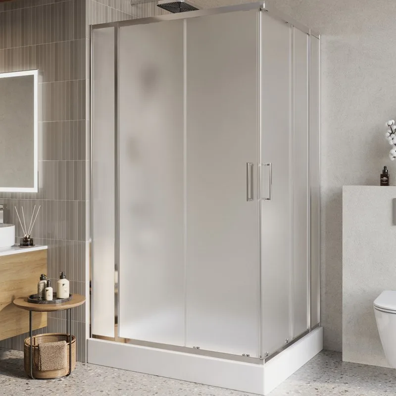 Душевой уголок BelBagno Luce AH-22-120/100-P-Cr профиль хром, стекло рифленое Sancos — официальный сайт