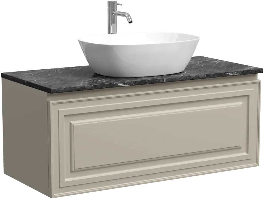 Тумба с раковиной Sancos Very 100 см, beige soft, столешница черный мрамор, раковина CN5005 Sancos — официальный сайт