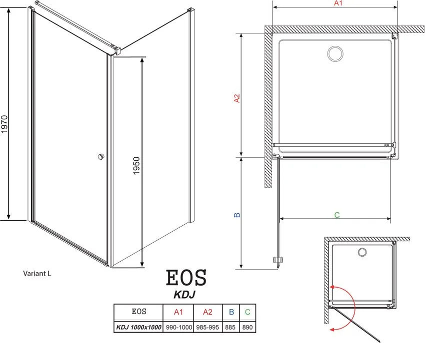 Душевой уголок Radaway EOS KDJ 100 интимато L Sancos — официальный сайт