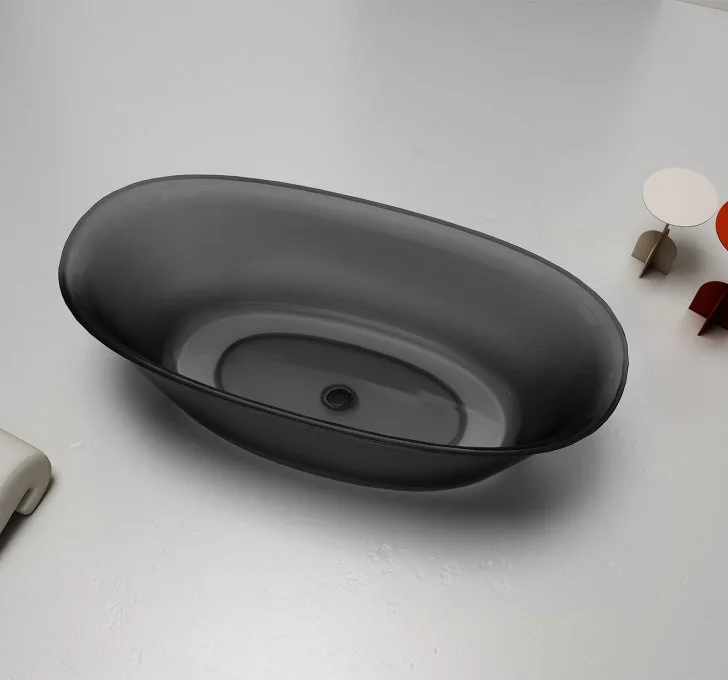 Акриловая ванна Abber Kristall AT9707 Onyx 170x75 см, отдельностоящая, черная, овальная, с донным кл Sancos — официальный сайт