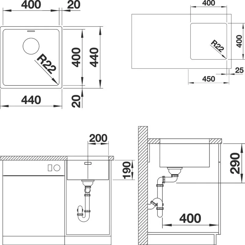 Мойка кухонная Blanco Andano 400-U Sancos — официальный сайт