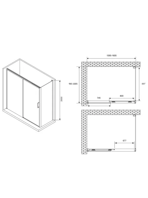 Душевой уголок Abber Komfort AG93160B-S102B 160х100 см, профиль матовый черный, стекло прозрачное Sancos — официальный сайт