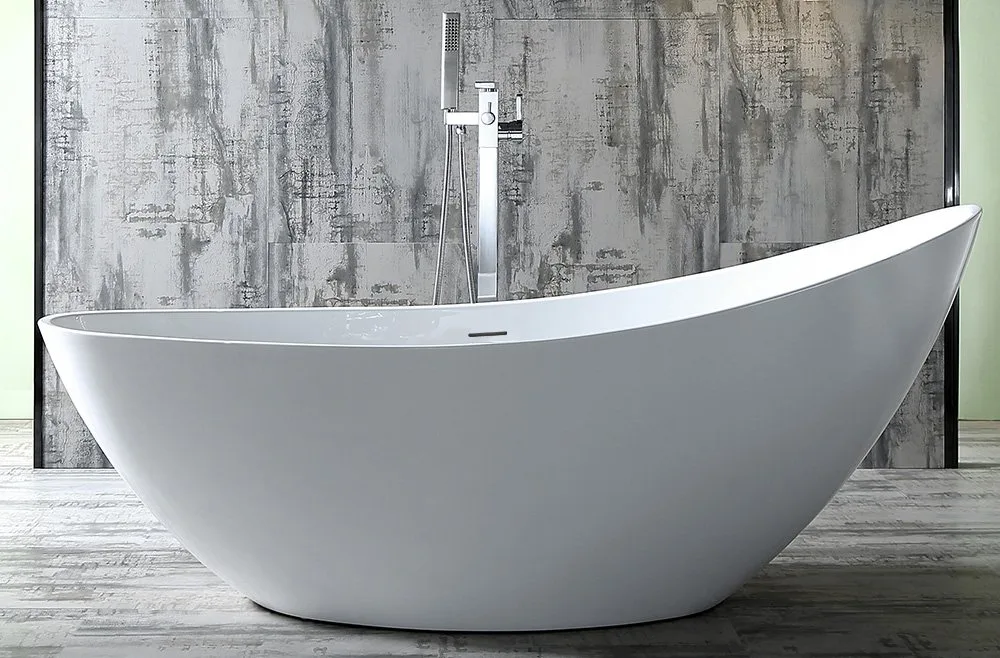 Акриловая ванна Abber AB9233 185x80 см, отдельностоящая, белая, овальная, с каркасом, со сливом-пере Sancos — официальный сайт