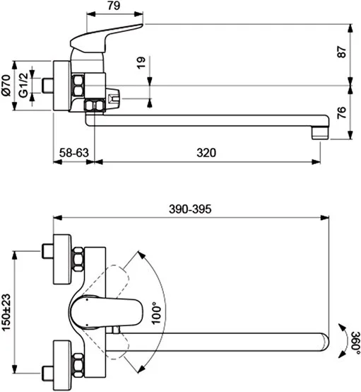 Смеситель с длинным изливом для ванны Ideal Standard Ceraflex B1741AA Sancos — официальный сайт