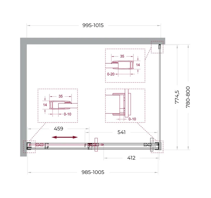 Душевой уголок BelBagno Soft Close-1 AH-1-100/80-C-GM профиль оружейная сталь Sancos — официальный сайт