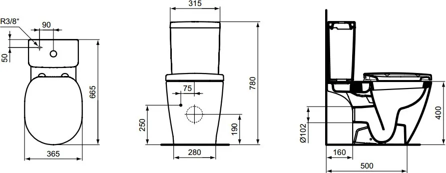 Унитаз-компакт напольный Ideal Standard Connect Arc E803601 бачок E785601 Sancos — официальный сайт