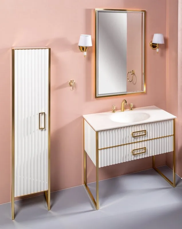 Тумба под раковину без столешницы Armadi Art Monaco 100 белая, золото Sancos — официальный сайт