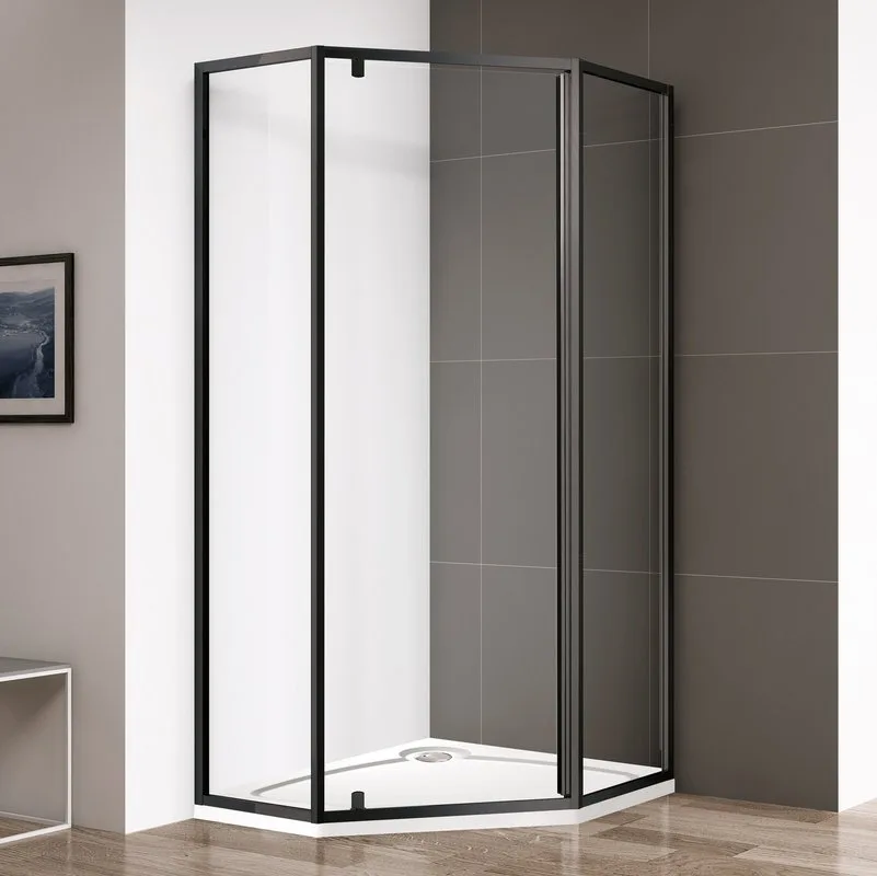 Душевой уголок Cezares Eco O-P-1 90x90, профиль матовый черный, стекло прозрачное Sancos — официальный сайт