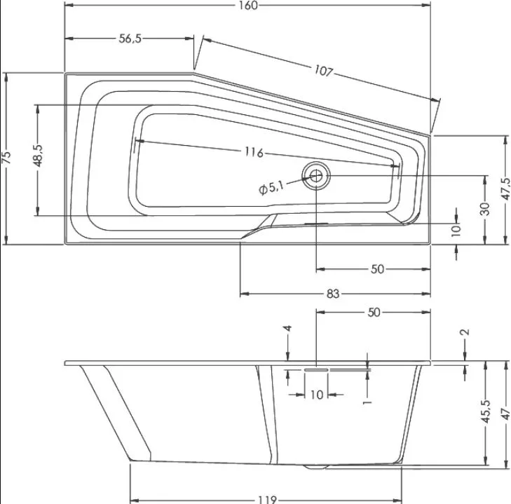 Акриловая ванна Riho Rething Space B112001005 L без опоры 160x75 см, угловая, левая, встраиваемая Sancos — официальный сайт