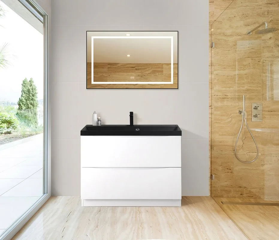 Зеркало BelBagno Kraft SPC-KRAFT-985-685-TCH-WARM-NERO черное, с подогревом Sancos — официальный сайт