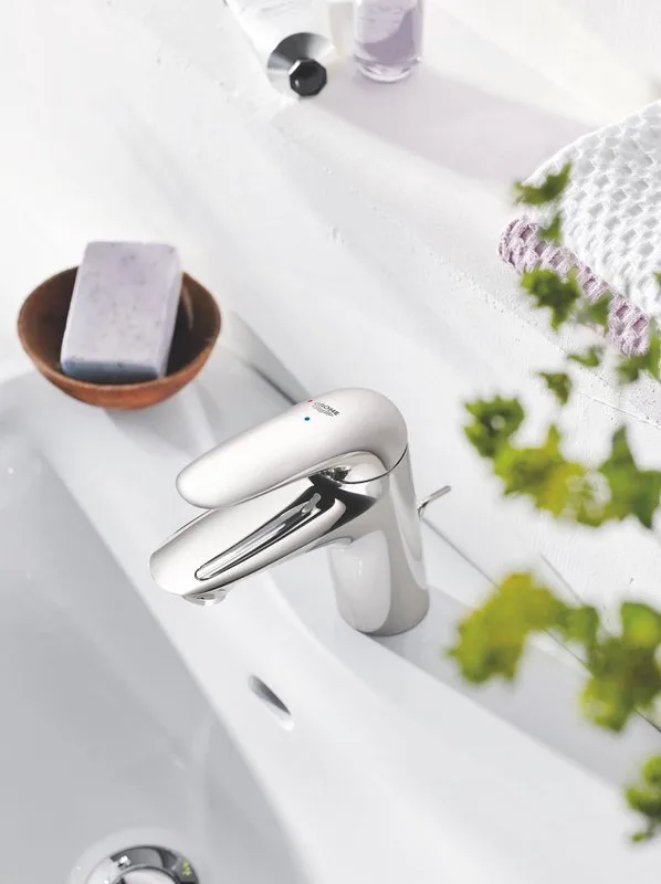 Смеситель Grohe Wave 23581001 с донным клапаном, хром Sancos — официальный сайт