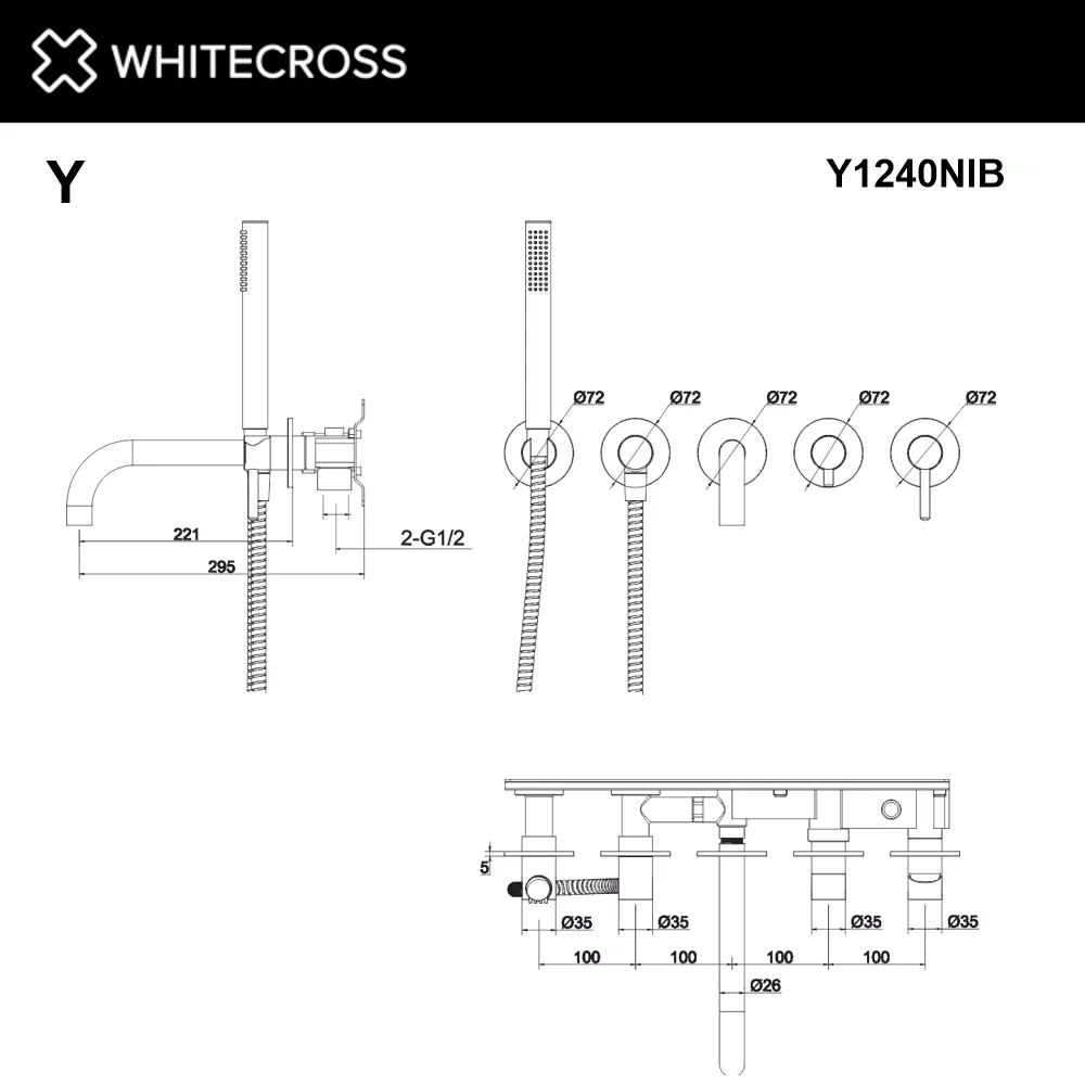 Встраиваемый смеситель WHITECROSS Y Y1240NIB для душа С ВНУТРЕННЕЙ ЧАСТЬЮ, браш никель Sancos — официальный сайт