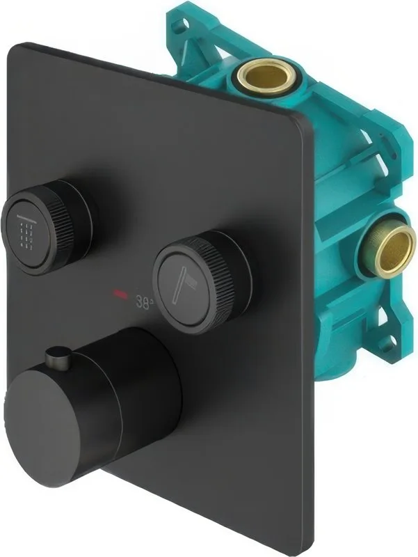 Термостатический смеситель встраиваемый Plumberia Selection PSBOX KITPSB2902NO С ВНУТРЕННЕЙ ЧАСТЬЮ,  Sancos — официальный сайт
