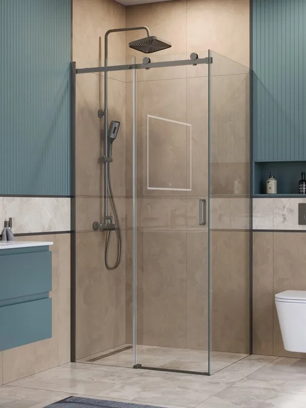 Душевой уголок BelBagno Soft Close-2 AH-1-110/90-C-GM профиль оружейная сталь Sancos — официальный сайт