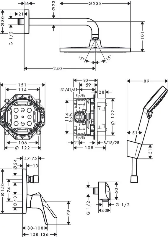 Душевой комплект Hansgrohe Crometta S 27958000 Sancos — официальный сайт