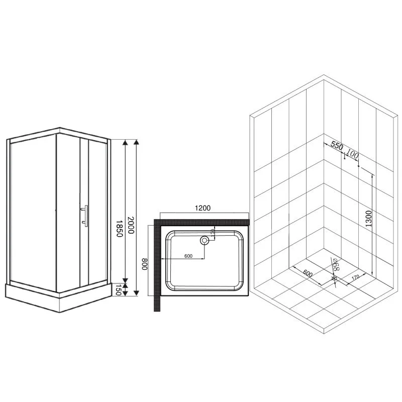 Душевой уголок Esbano ESR-8021C 120x80, с поддоном Sancos — официальный сайт
