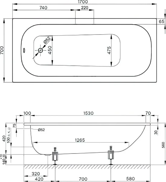 Стальная ванна Bette Form 170x70 см, встраиваемая, на ножках, с шумоизоляцией Sancos — официальный сайт