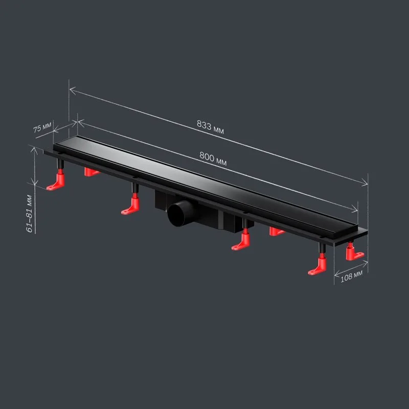 Душевой трап (лоток) AM.PM PrimeFlow Tile 80 см, черный матовый Sancos — официальный сайт