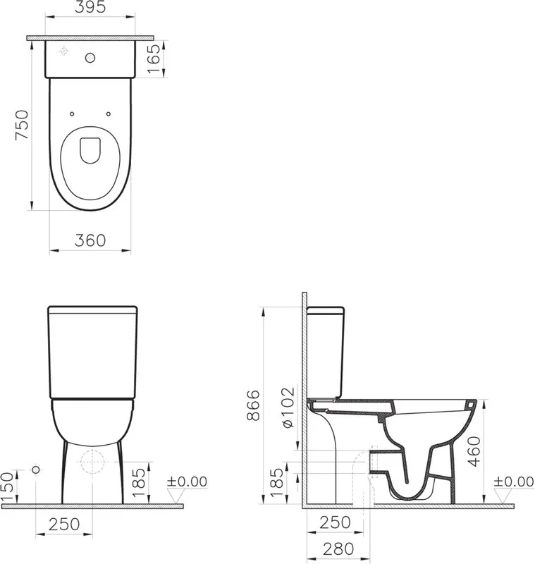Унитаз-компакт напольный VitrA Conforma 9832B003-7204 Sancos — официальный сайт