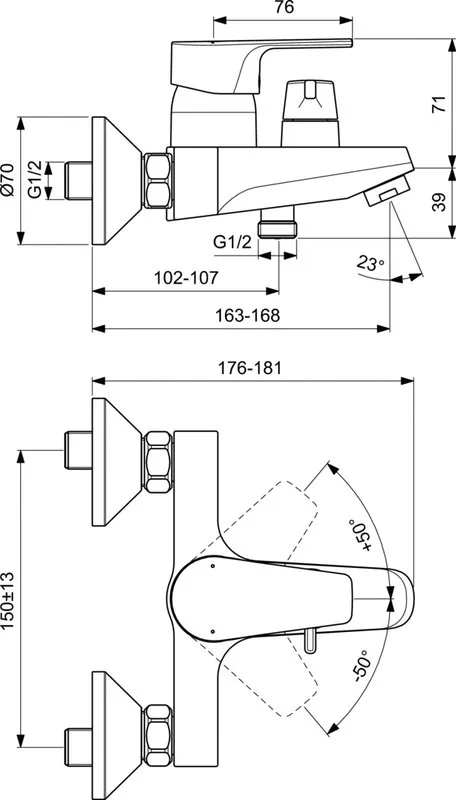 Смеситель для ванны с душем Ideal Standard Cerafine D BC494AA Sancos — официальный сайт