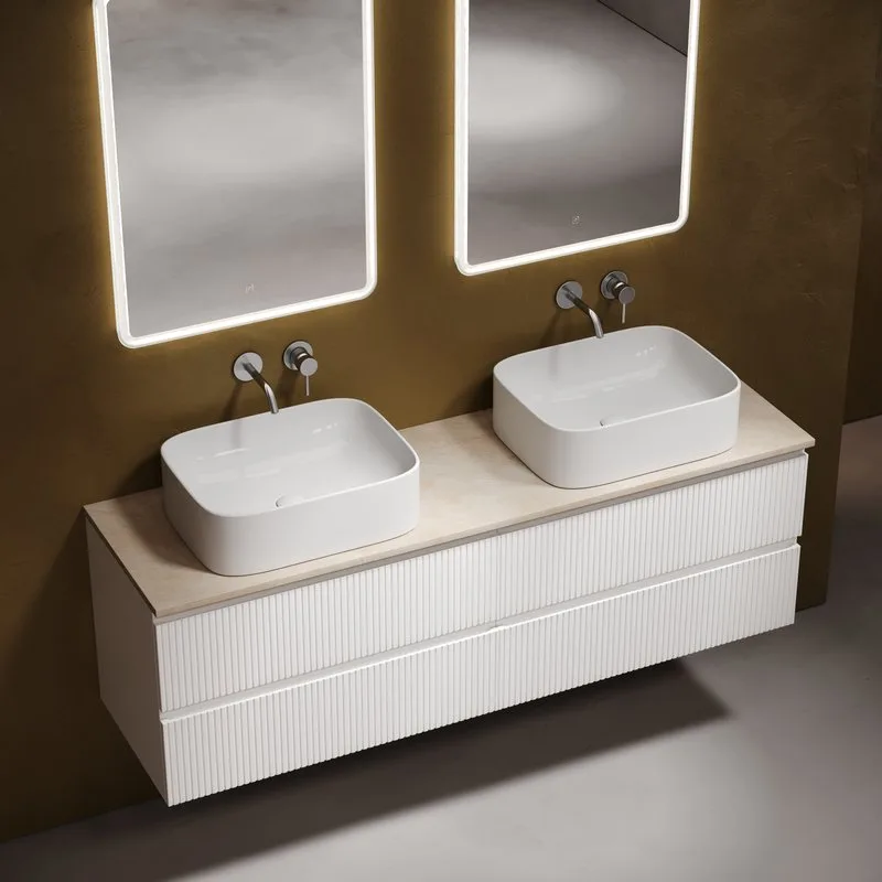 Тумба с раковиной Sancos Snob T 160 bianco, столешница бежевая TT160A2, раковина CN6052 Sancos — официальный сайт