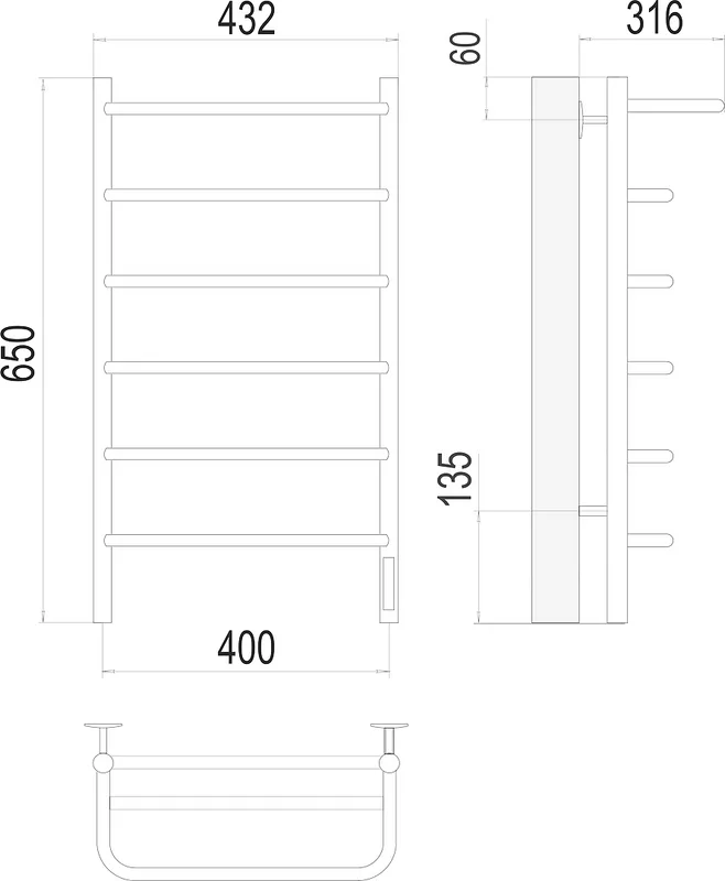 Полотенцесушитель электрический Terminus Полка П6 400*650 Sancos — официальный сайт