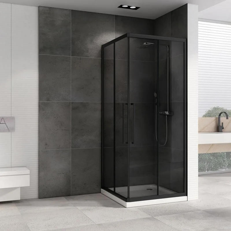 Душевой уголок Abber Schwarzer Diamant AG02090BDTH 90x90, профиль черный, стекло тонированное серое Sancos — официальный сайт