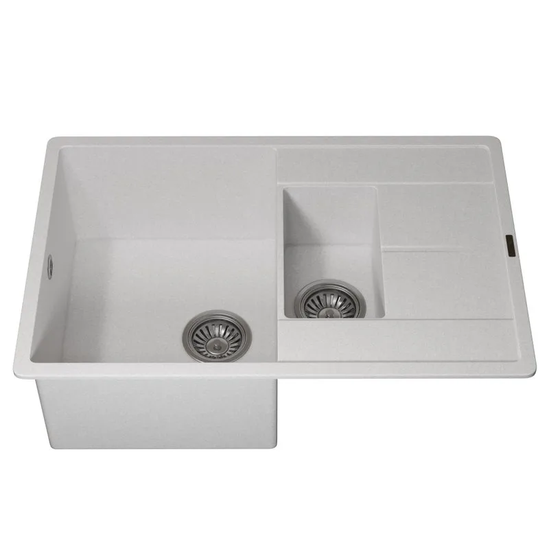 Кухонная мойка кварцевая Uperwood Quartz UPD-05-01, прямоугольная двухсекционная, белая Sancos — официальный сайт
